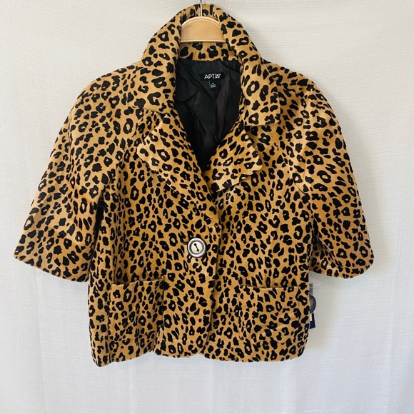 Apt.9 Vintage inspired 100 Leopard Cropped Coat , NWT - Picture 2 of 10